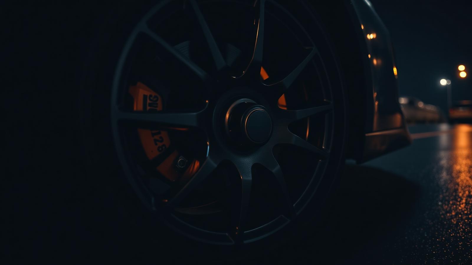 Radnabe mit Messmodul bei Nacht